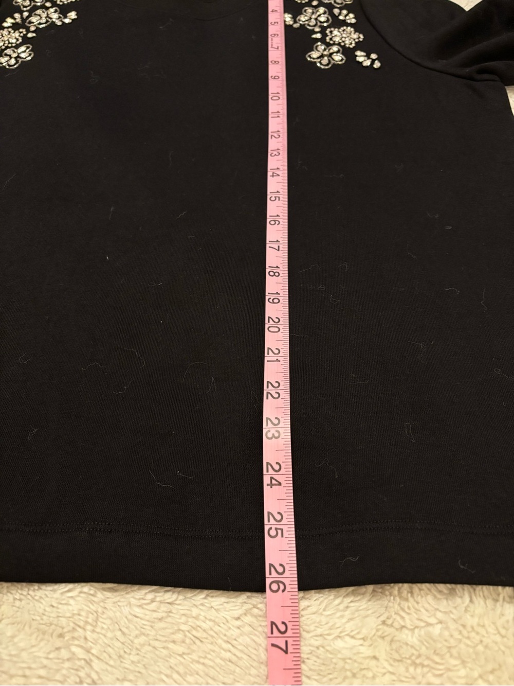 Talbots Black Long-Sleeve Top with jewel Floral design size 1X - Picture 8 of 10
